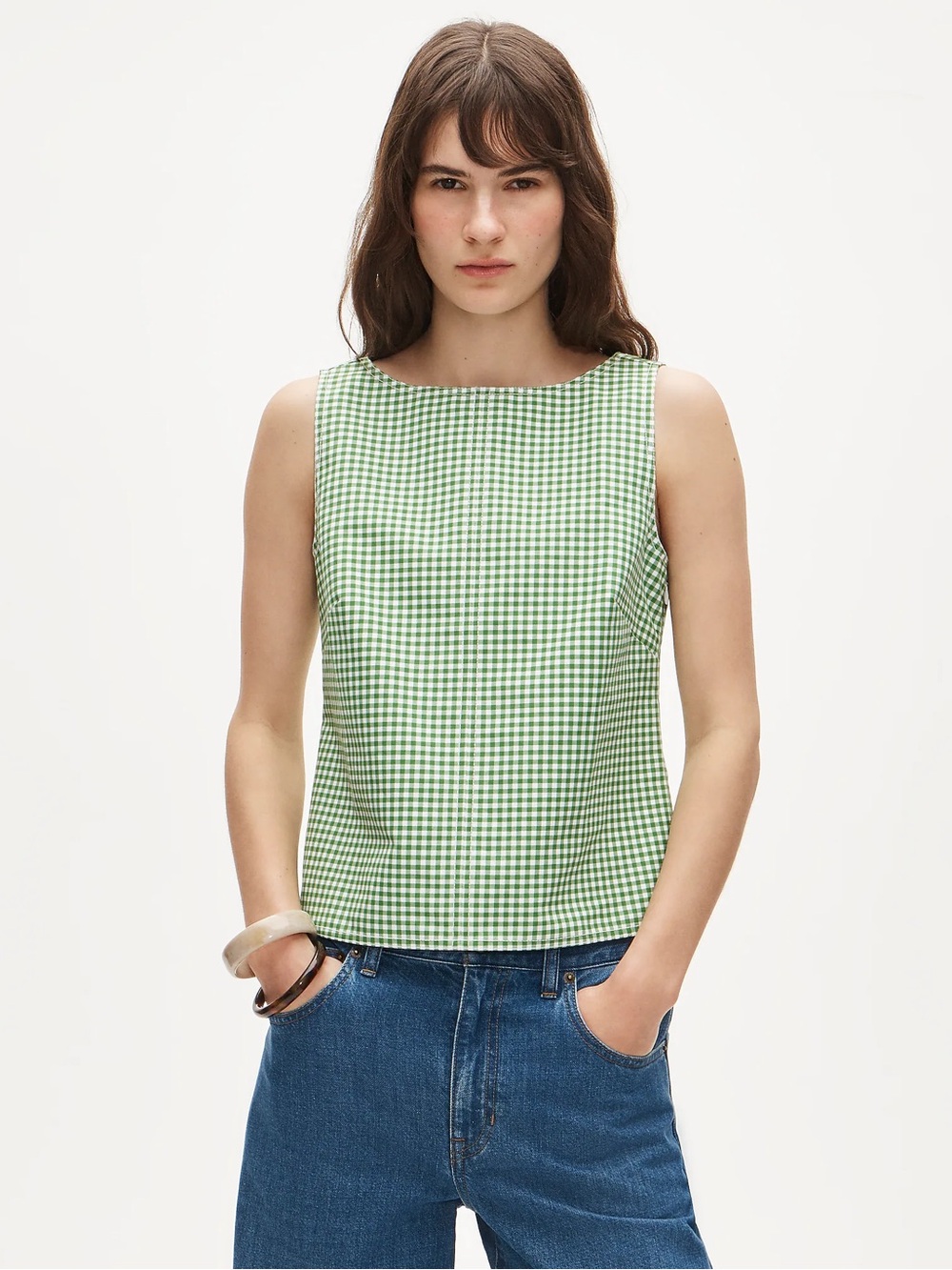 J Crew Shell top in gingham double cotton poplin